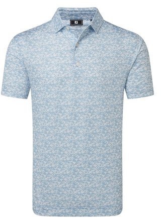 FootJoy Hidden Palm Print Lisle męskie polo, chambray/white