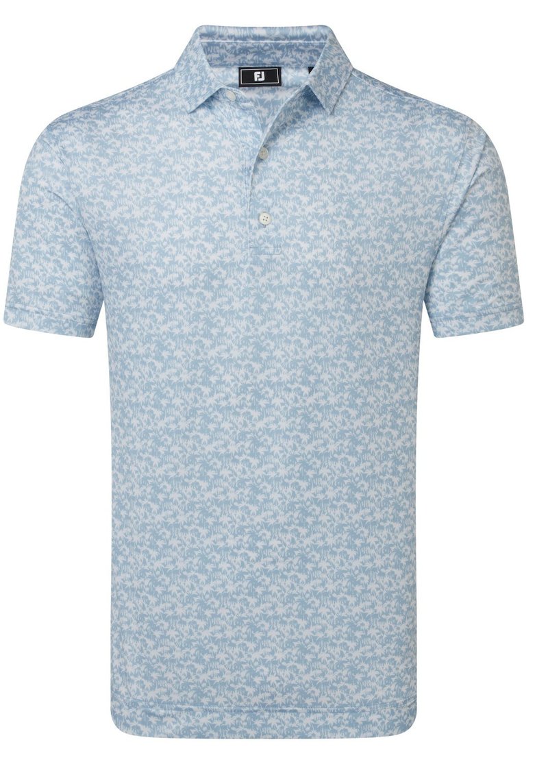 FootJoy Hidden Palm Print Lisle męskie polo, chambray/white