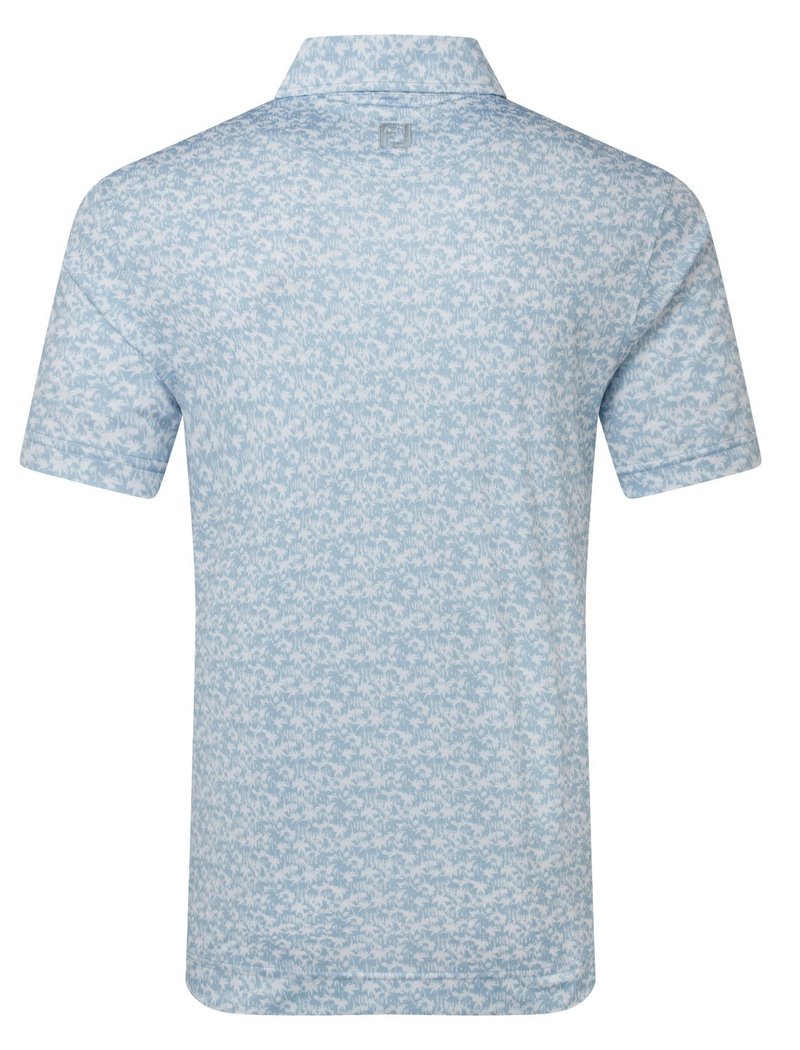 FootJoy Hidden Palm Print Lisle męskie polo, chambray/white
