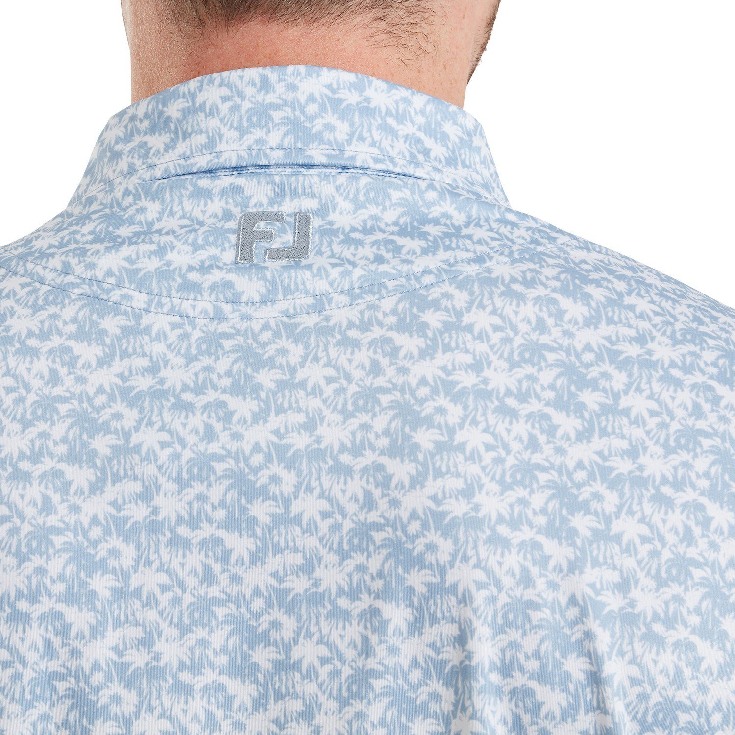 FootJoy Hidden Palm Print Lisle męskie polo, chambray/white