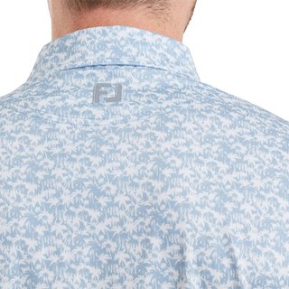 FootJoy Hidden Palm Print Lisle męskie polo, chambray/white