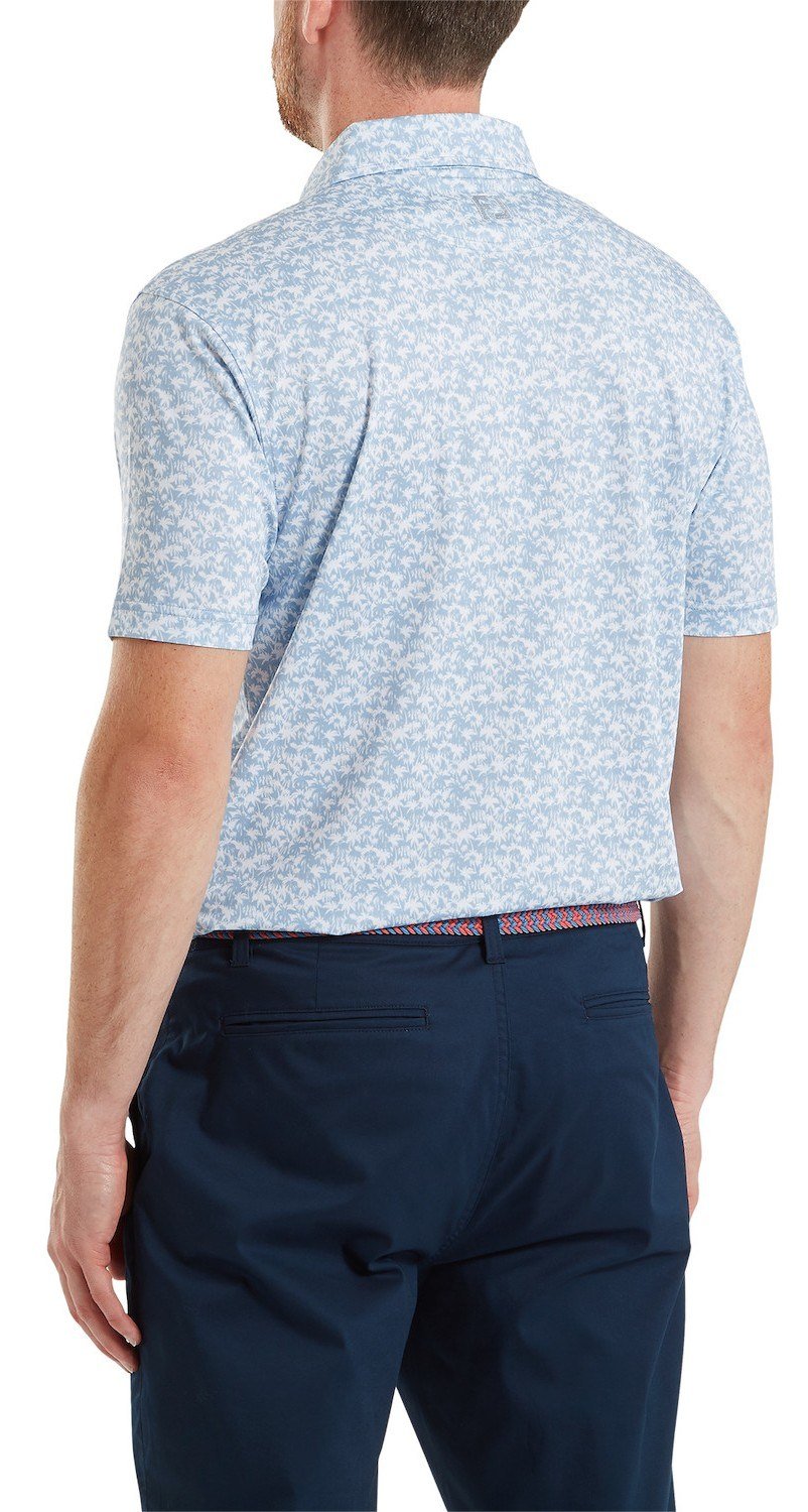 FootJoy Hidden Palm Print Lisle męskie polo, chambray/white