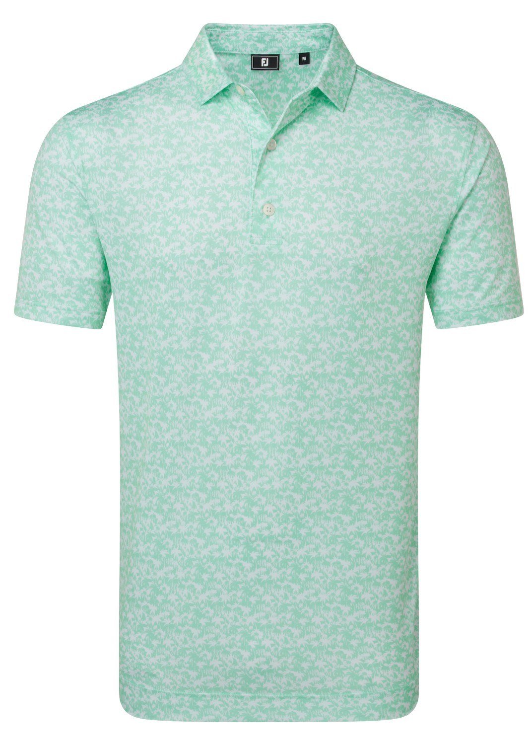 FootJoy Hidden Palm Print Lisle męskie polo, sea glass/white