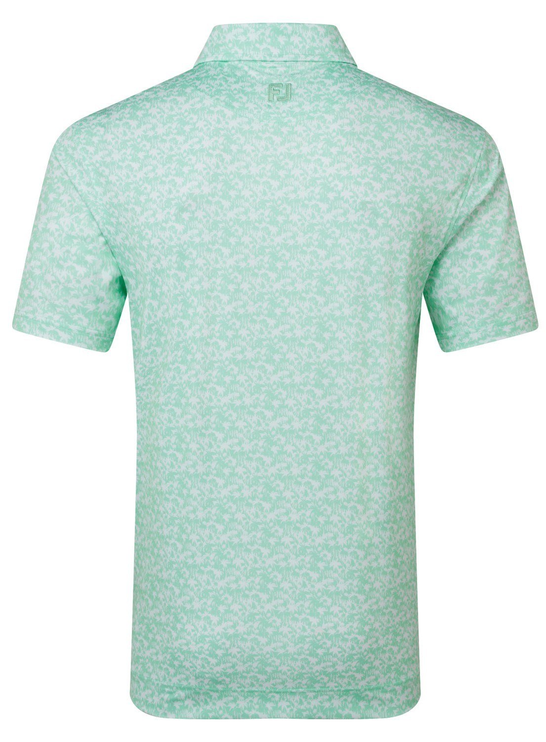 FootJoy Hidden Palm Print Lisle męskie polo, sea glass/white