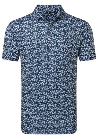 FootJoy Hidden Palm Print Lisle męskie polo, biało/granatowe