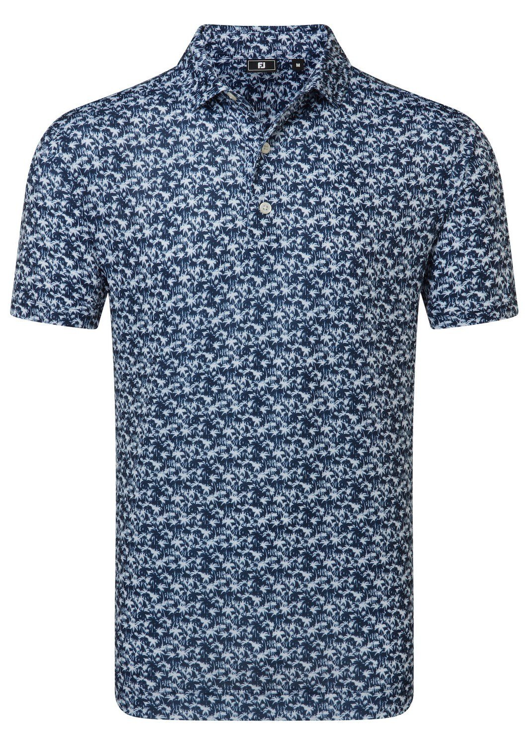 FootJoy Hidden Palm Print Lisle męskie polo, biało/granatowe