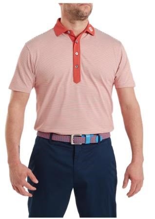 FootJoy Feeder Stripe Pique męskie polo, nantucket red