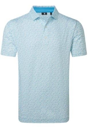 FootJoy Surfs Up Print Lisle męskie polo, deep reef/white/sea glass/blue reef