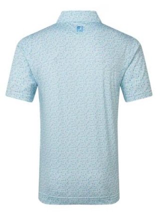FootJoy Surfs Up Print Lisle męskie polo, deep reef/white/sea glass/blue reef