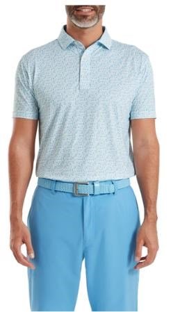 FootJoy Surfs Up Print Lisle męskie polo, deep reef/white/sea glass/blue reef