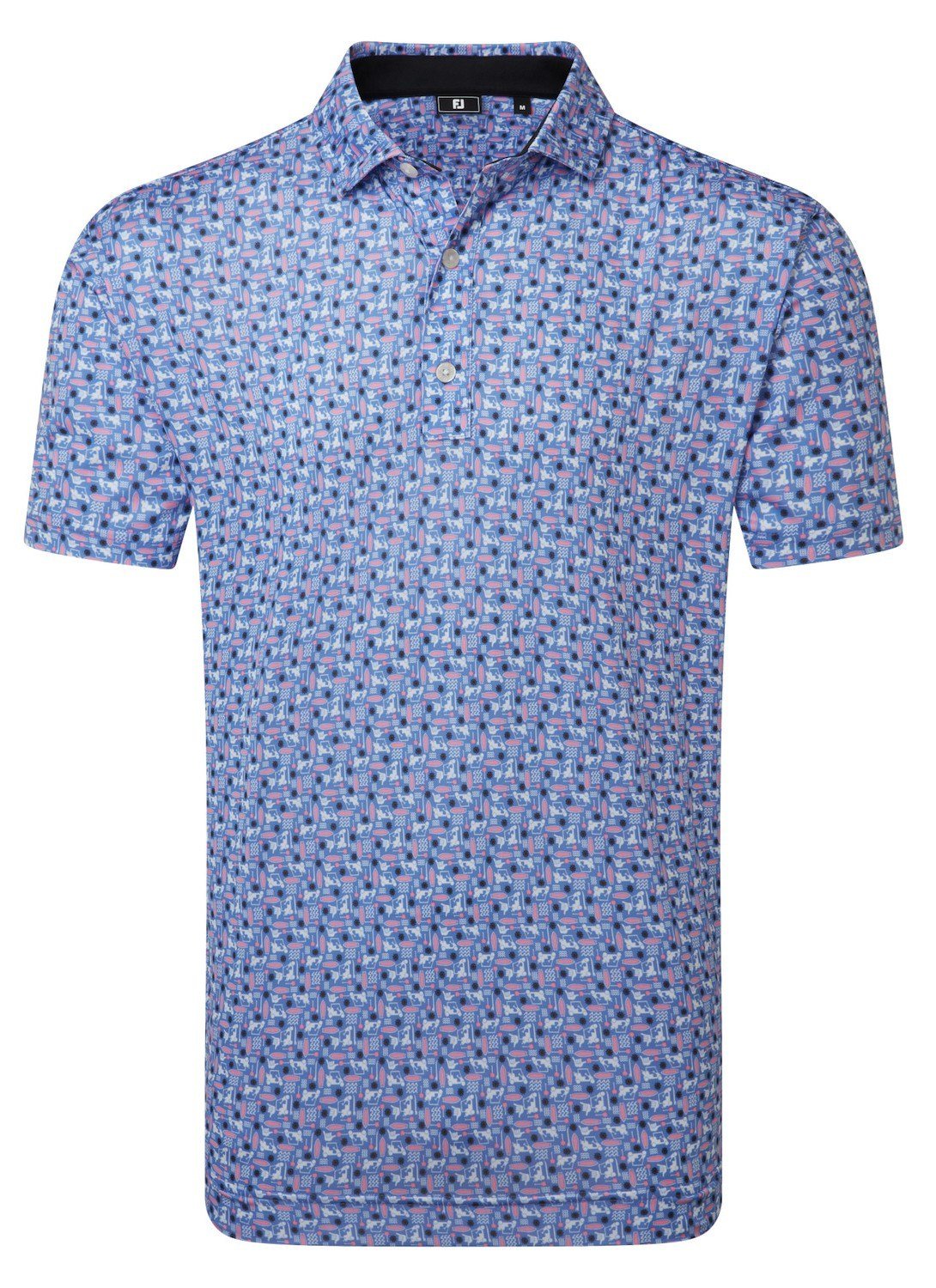 FootJoy Surfs Up Print Lisle męskie polo, white/vivid violet/pink pop/black