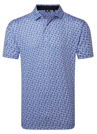FootJoy Surfs Up Print Lisle męskie polo, white/vivid violet/pink pop/black