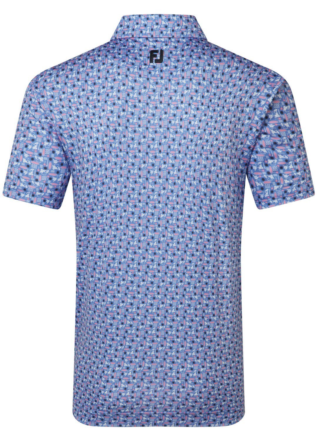 FootJoy Surfs Up Print Lisle męskie polo, white/vivid violet/pink pop/black