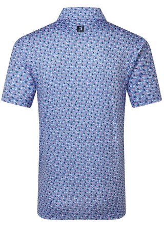 FootJoy Surfs Up Print Lisle męskie polo, white/vivid violet/pink pop/black