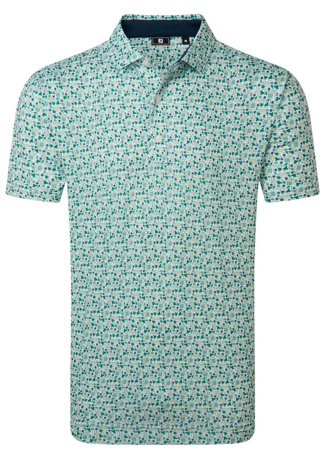 FootJoy Surfs Up Print Lisle męskie polo, field green/white/sunshine/navy