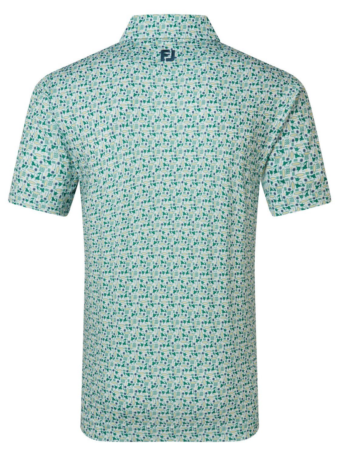 FootJoy Surfs Up Print Lisle męskie polo, field green/white/sunshine/navy