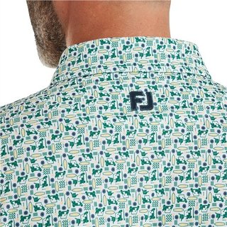 FootJoy Surfs Up Print Lisle męskie polo, field green/white/sunshine/navy