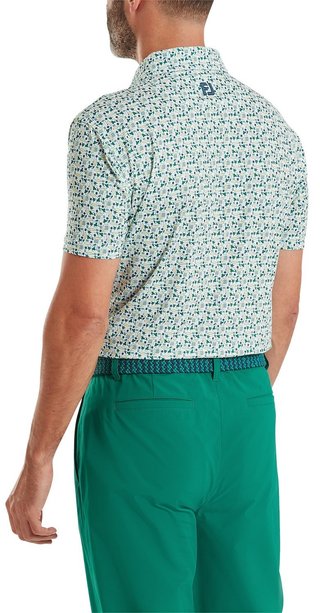 FootJoy Surfs Up Print Lisle męskie polo, field green/white/sunshine/navy