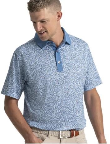 FootJoy Condensed Camo Print Lisle męskie polo, white/chambray/coastal blue
