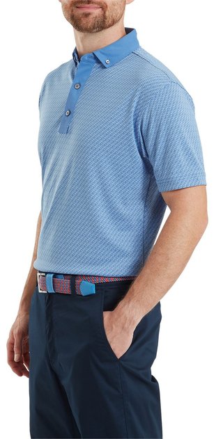 FootJoy Star Geo Jacquard męskie polo, coastal blue