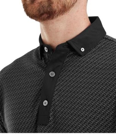 FootJoy Star Geo Jacquard męskie polo, czarne