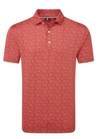 FootJoy Wingtip Floral Lisle męskie polo, nantucket red/white