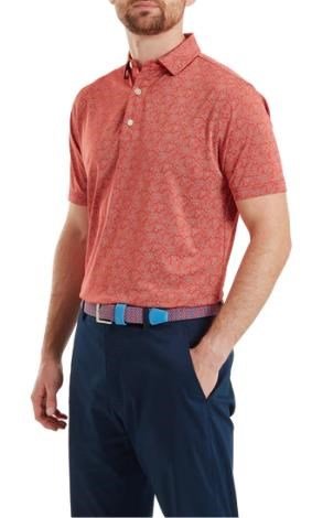 FootJoy Wingtip Floral Lisle męskie polo, nantucket red/white