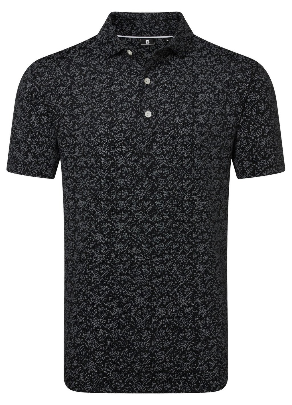 FootJoy Wingtip Floral Lisle męskie polo, czarne