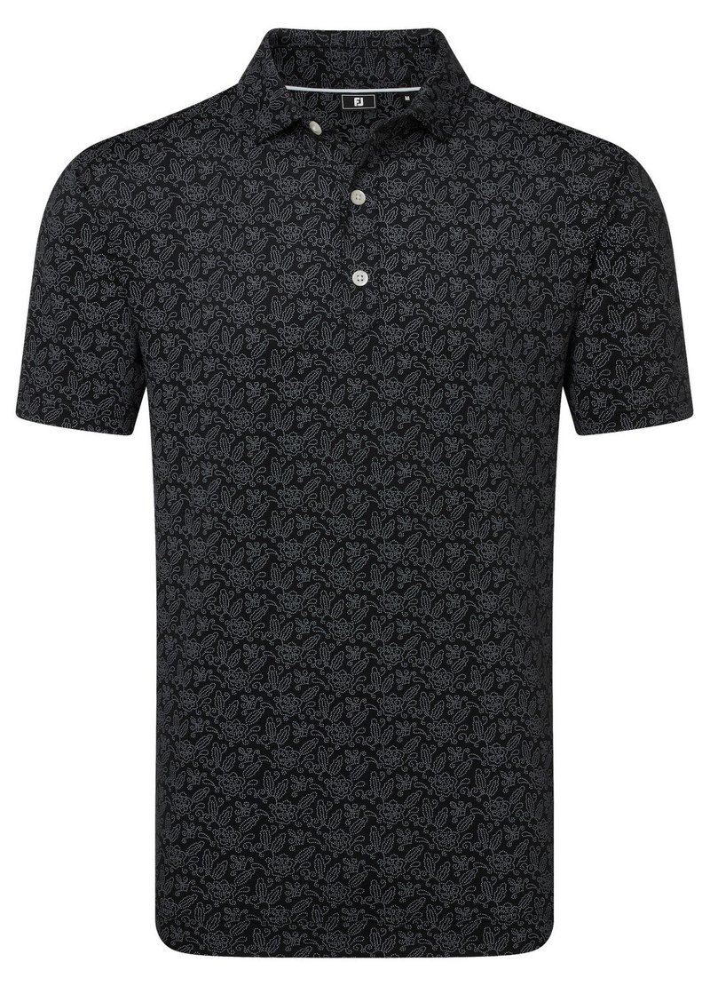 FootJoy Wingtip Floral Lisle męskie polo, czarne