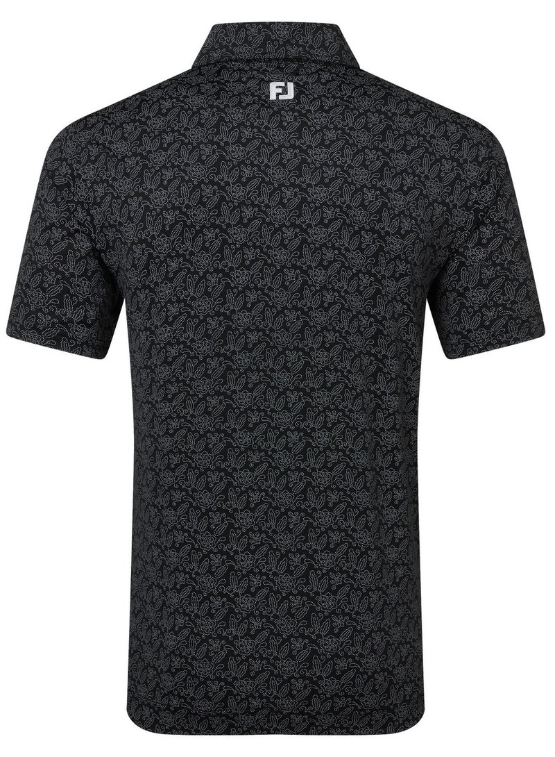 FootJoy Wingtip Floral Lisle męskie polo, czarne