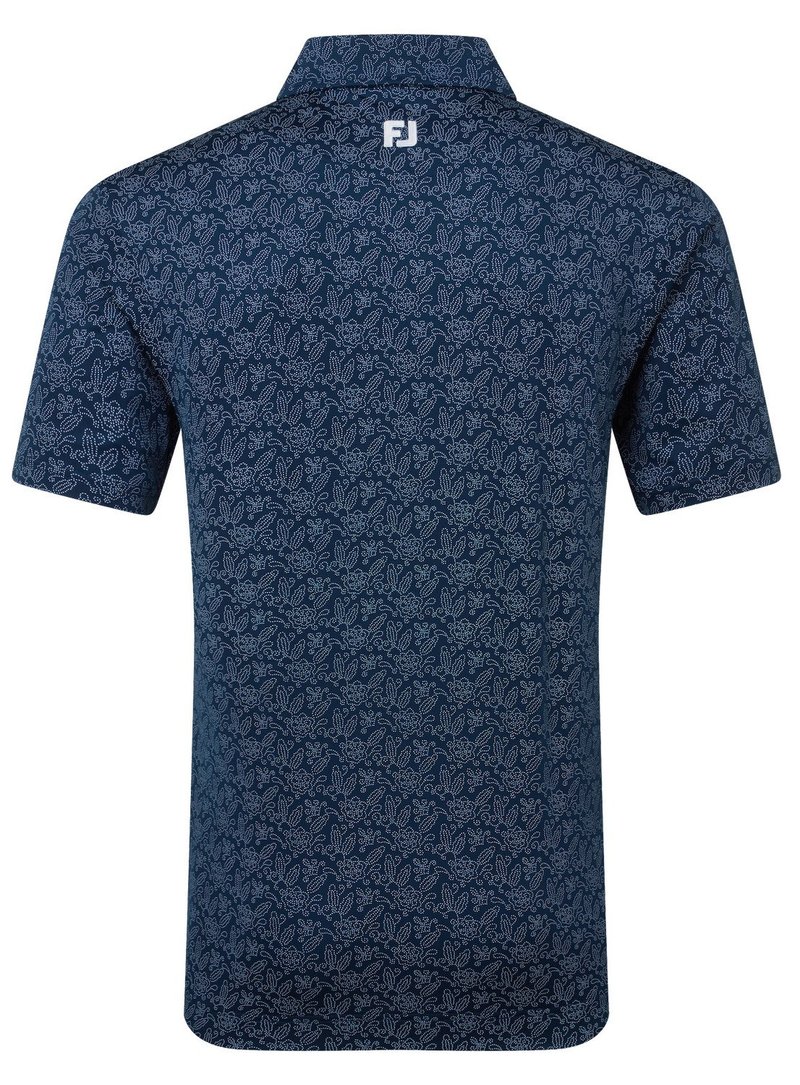 FootJoy Wingtip Floral Lisle męskie polo, granatowe