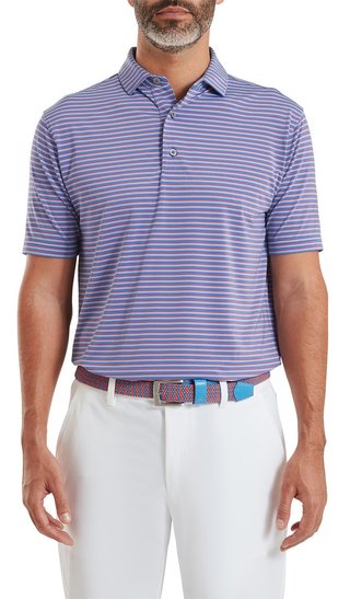 FootJoy Shadow Stripe Lisle męskie polo, coastal blue