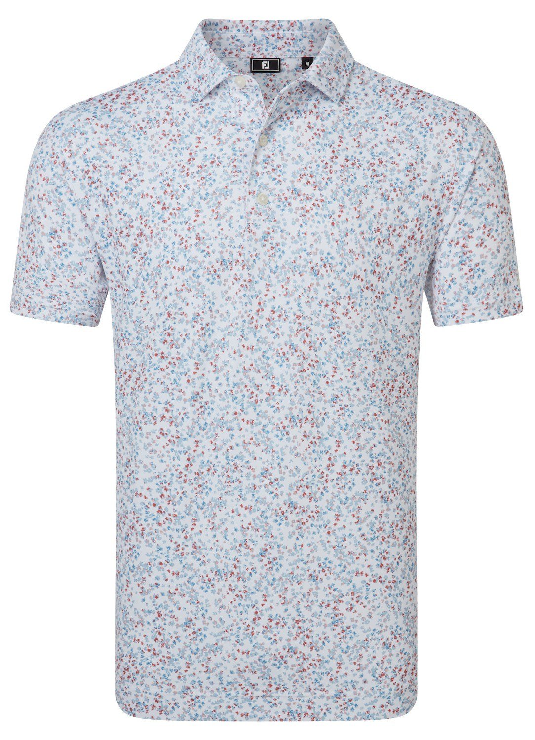 FootJoy Watercolour Floral Print Pique męskie polo, white/chambray/nantucket red