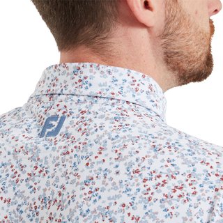 FootJoy Watercolour Floral Print Pique męskie polo, white/chambray/nantucket red