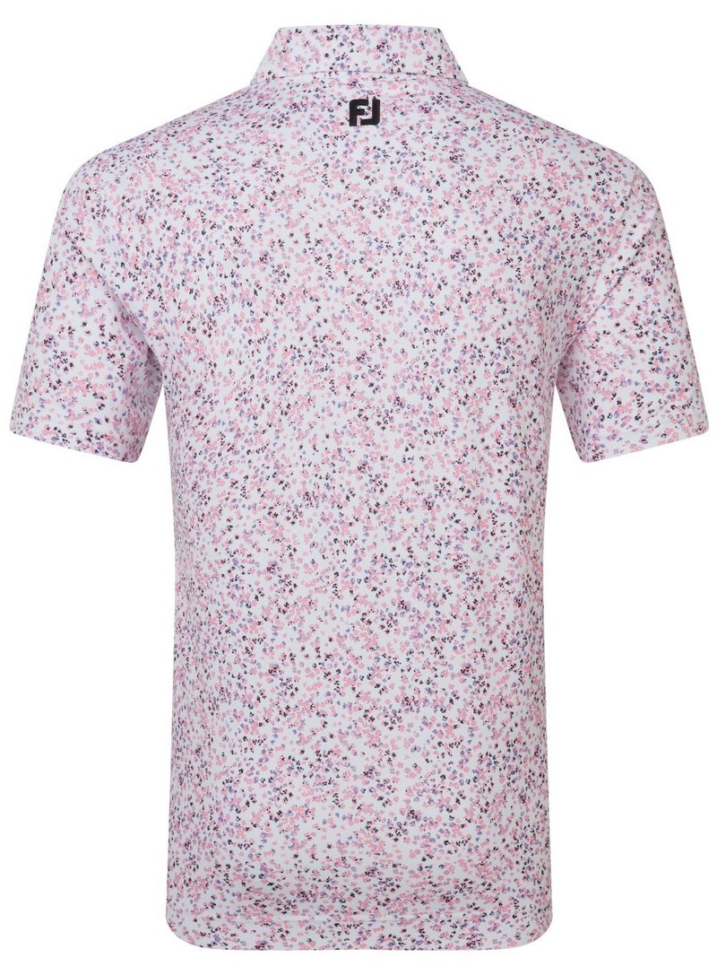 FootJoy Watercolour Floral Print Pique męskie polo, white/pink pop/black