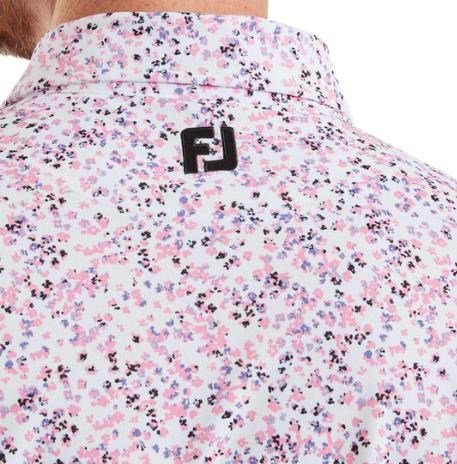 FootJoy Watercolour Floral Print Pique męskie polo, white/pink pop/black