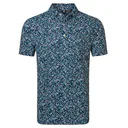 FootJoy Watercolour Floral Print Pique męskie polo, navy/sunshine/field green