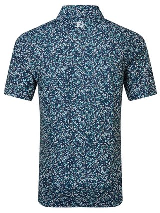 FootJoy Watercolour Floral Print Pique męskie polo, navy/sunshine/field green