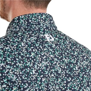 FootJoy Watercolour Floral Print Pique męskie polo, navy/sunshine/field green