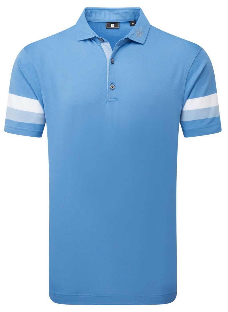 FootJoy Sleeve Stripe Pique męskie polo, coastal blue/chambray/white