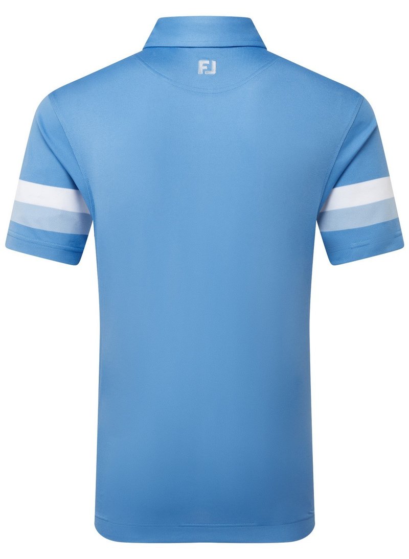 FootJoy Sleeve Stripe Pique męskie polo, coastal blue/chambray/white