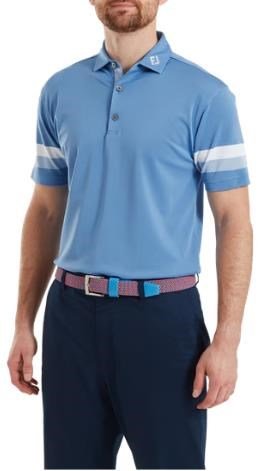 FootJoy Sleeve Stripe Pique męskie polo, coastal blue/chambray/white