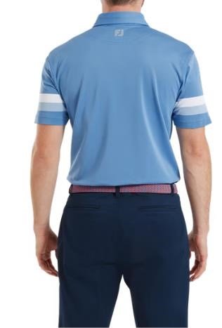 FootJoy Sleeve Stripe Pique męskie polo, coastal blue/chambray/white