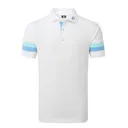 FootJoy Sleeve Stripe Pique męskie polo, white/blue reef/sea glass