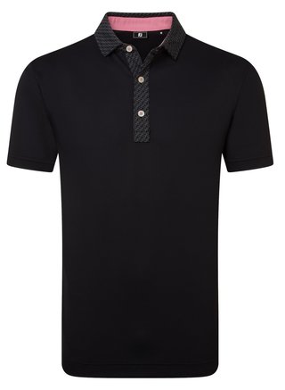 FootJoy Star Geo Trim Pique męskie polo, czarne