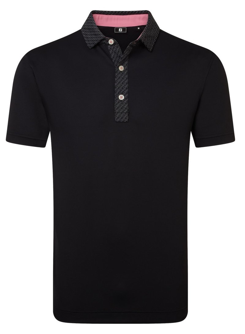 FootJoy Star Geo Trim Pique męskie polo, czarne