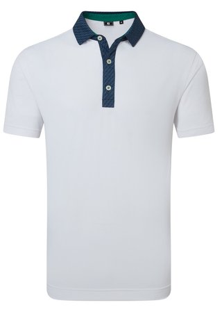 FootJoy Star Geo Trim Pique męskie polo, białe
