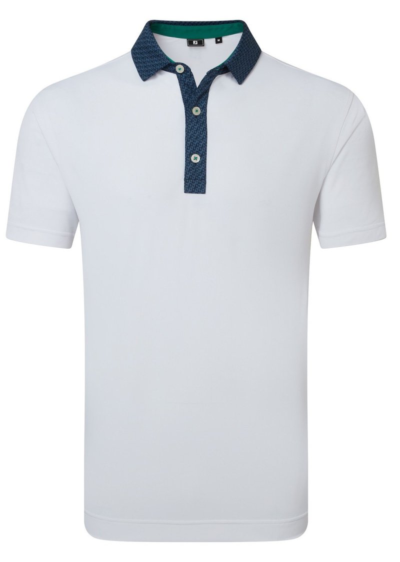 FootJoy Star Geo Trim Pique męskie polo, białe