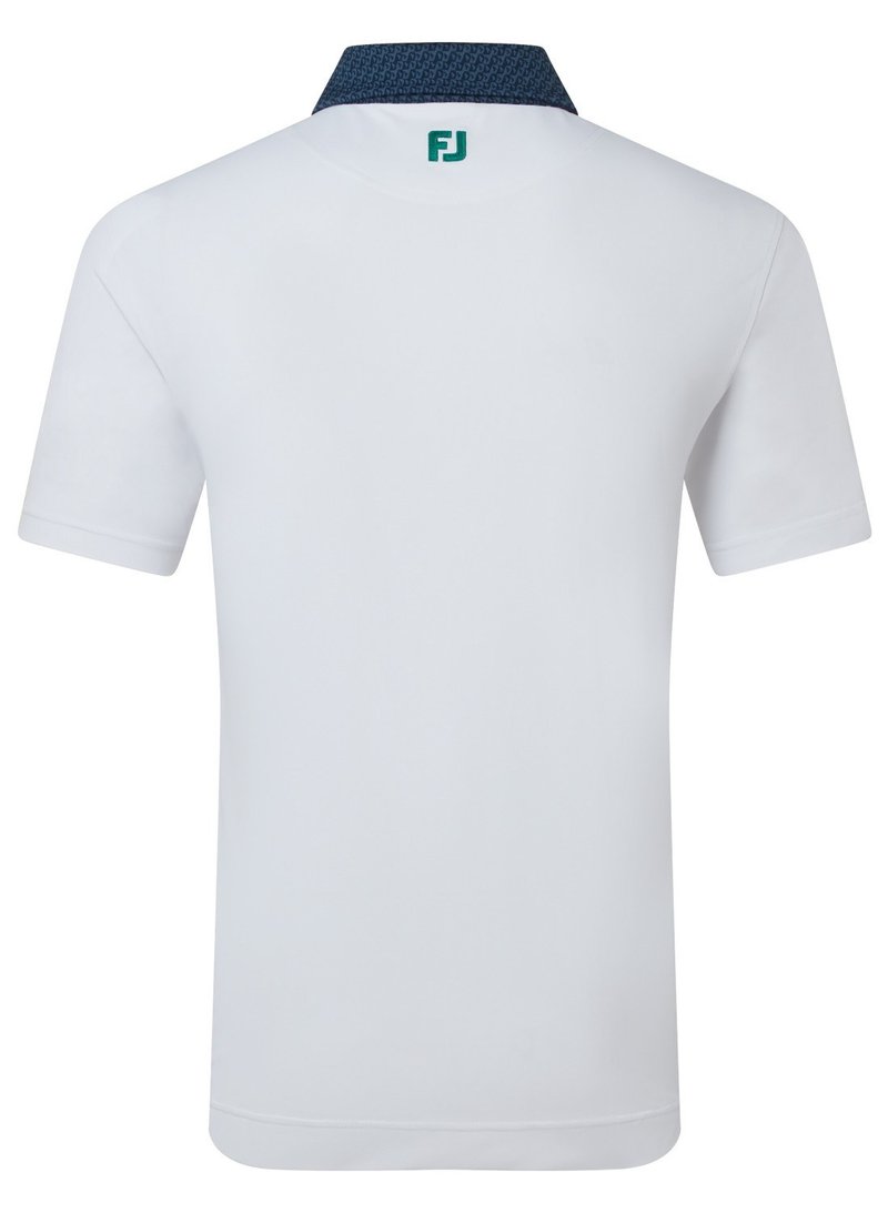 FootJoy Star Geo Trim Pique męskie polo, białe