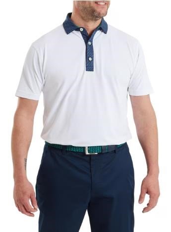 FootJoy Star Geo Trim Pique męskie polo, białe